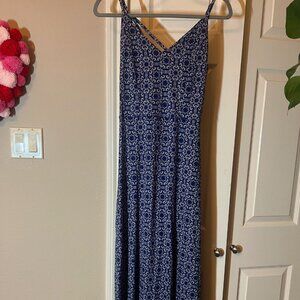 Women's Market & Spruce Blue & Gray Printed Maxi Dress - Strappy V-Neck - Size M